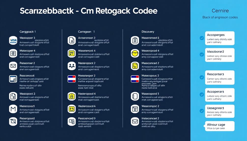 card network chargeback codes