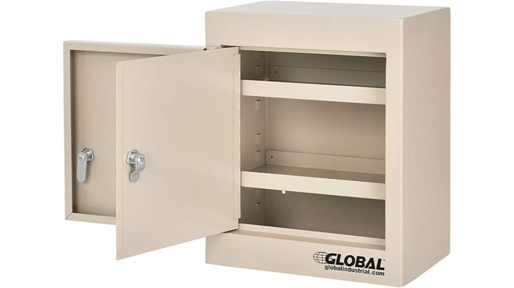 beige double lock cabinet