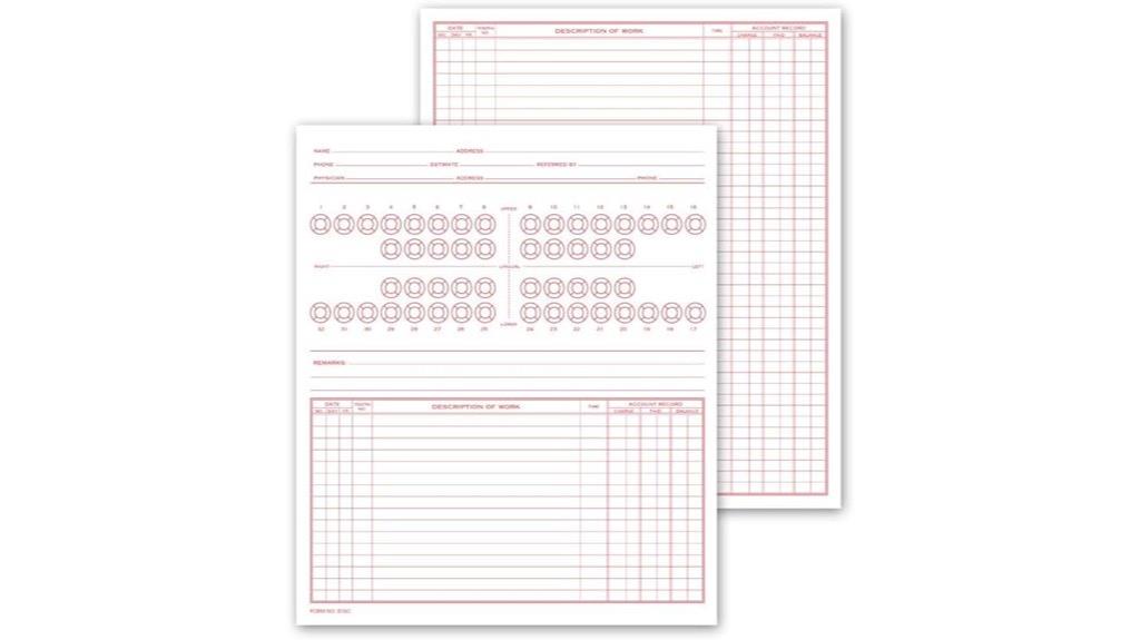 dental exam record numbered teeth