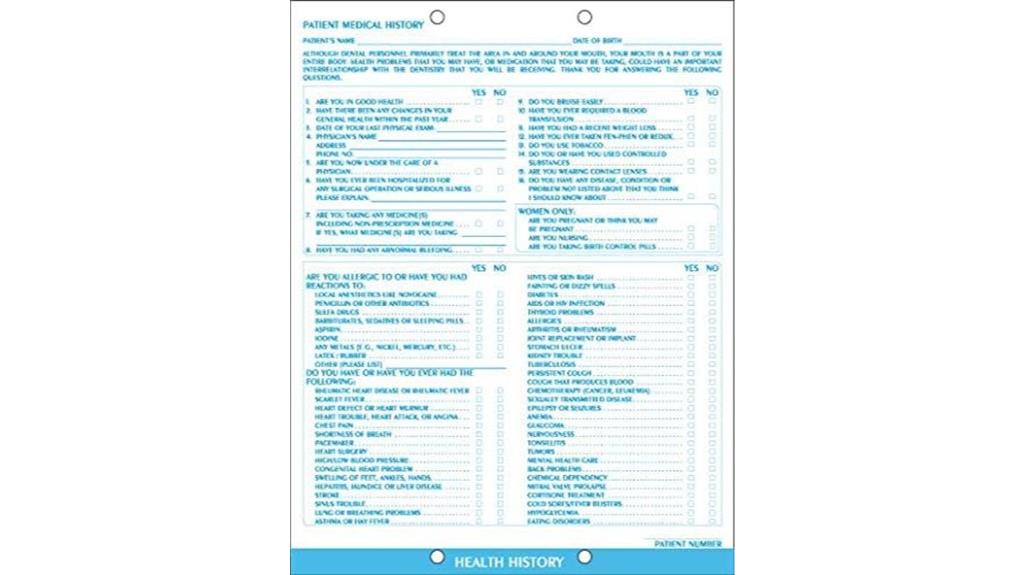 dental medical history form