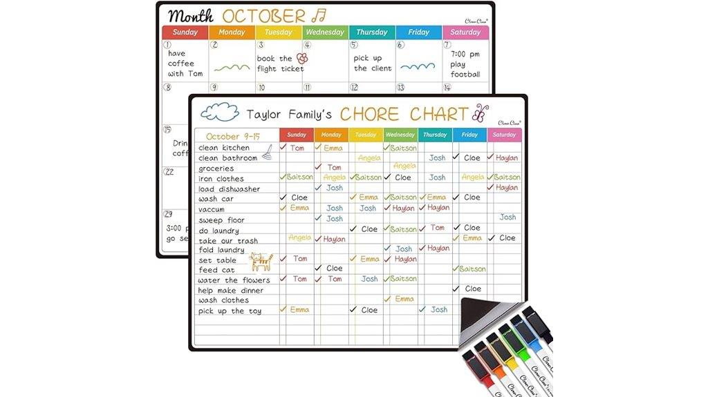 magnetic chore and calendar set