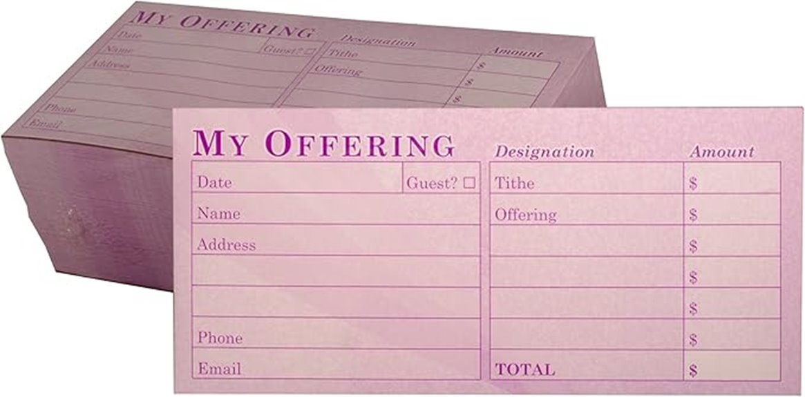 purple church offering envelopes
