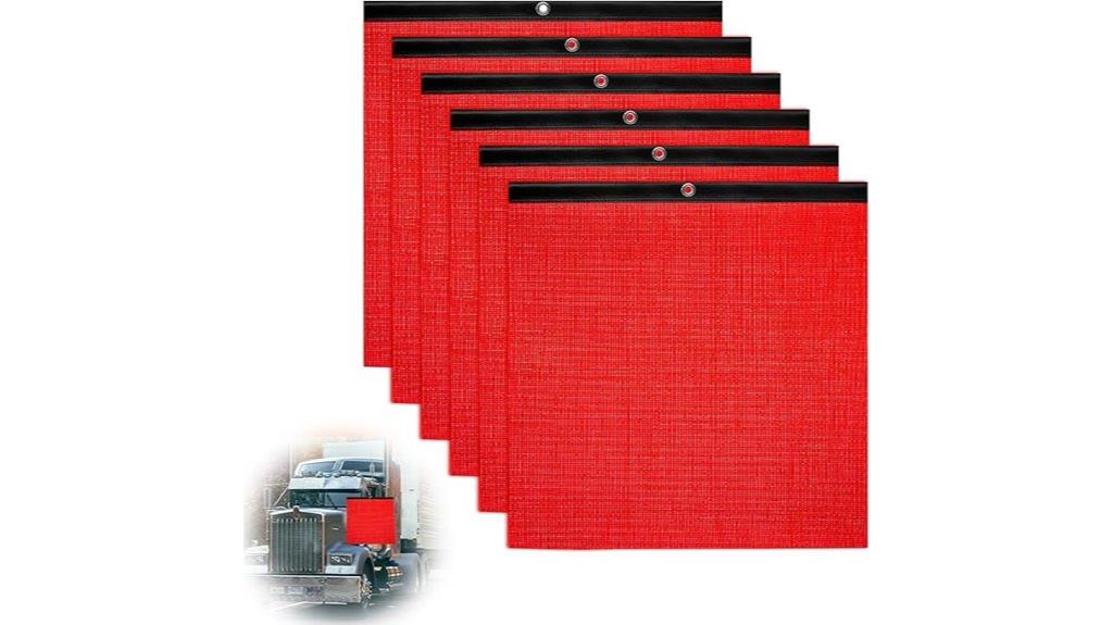 six red safety flags
