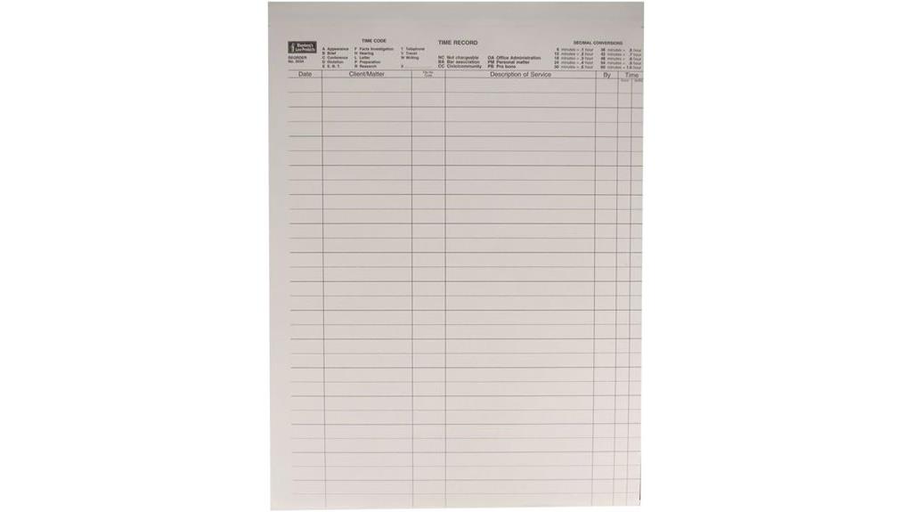 time tracking sheets labels