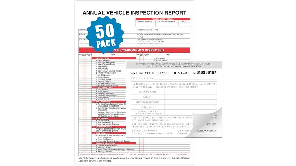 vehicle inspection sticker pack