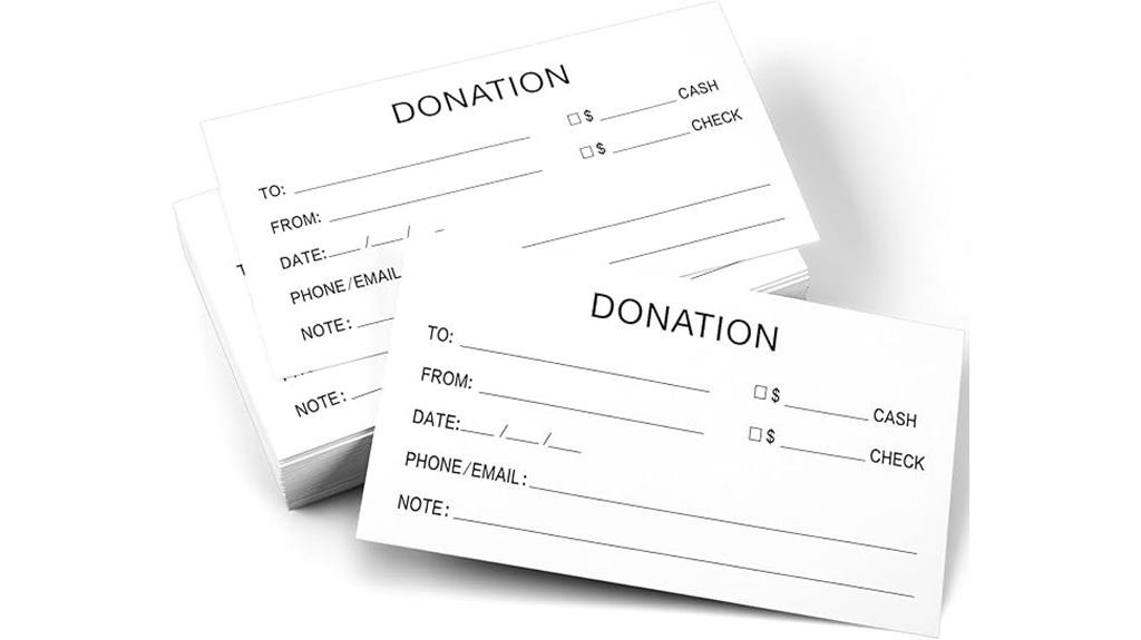 white donation envelope pack