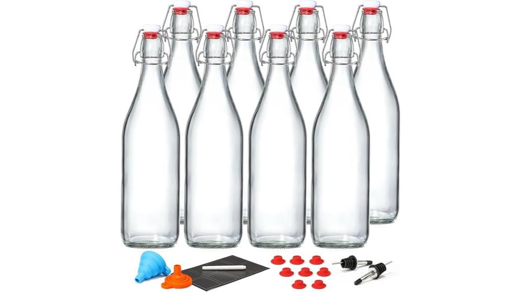 eight glass bottles set