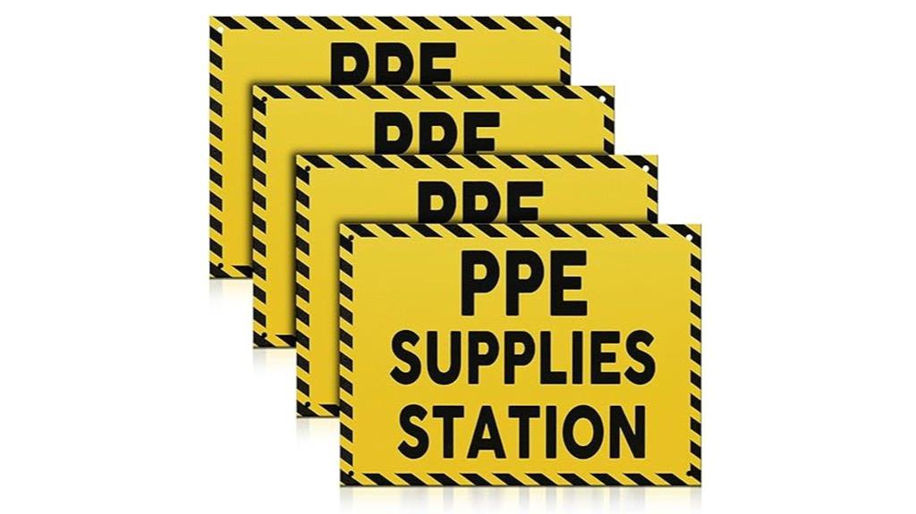 four ppe supplies signs
