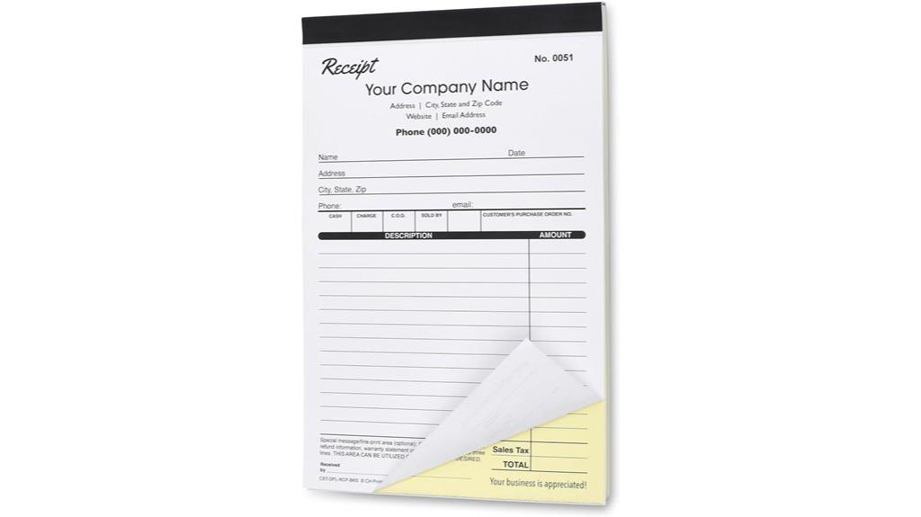personalized business receipt books