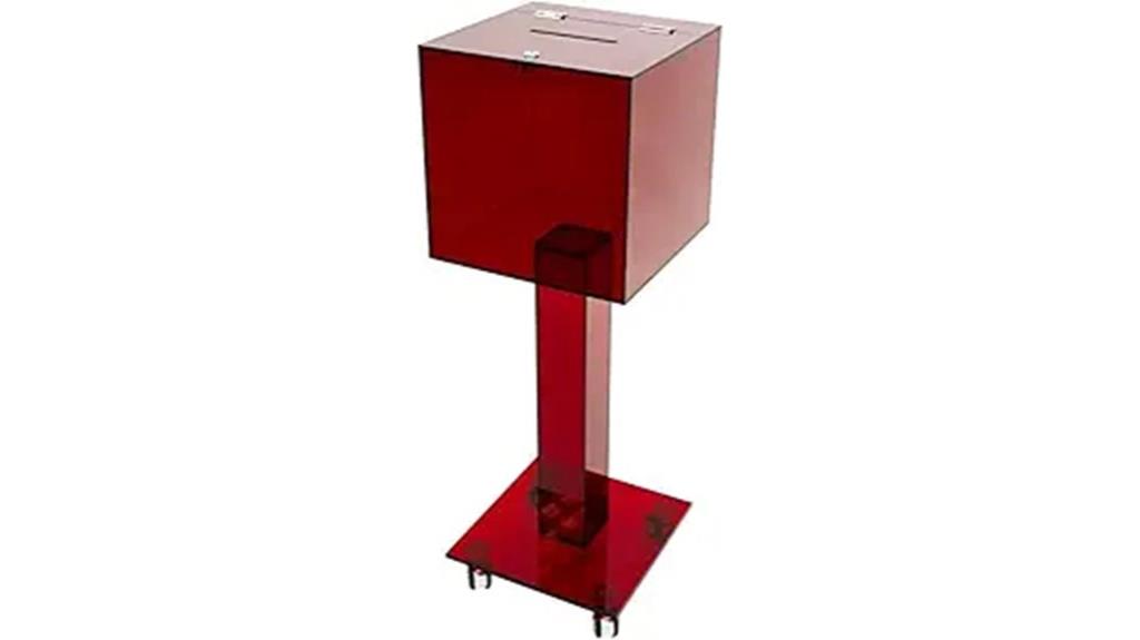 red acrylic donation box