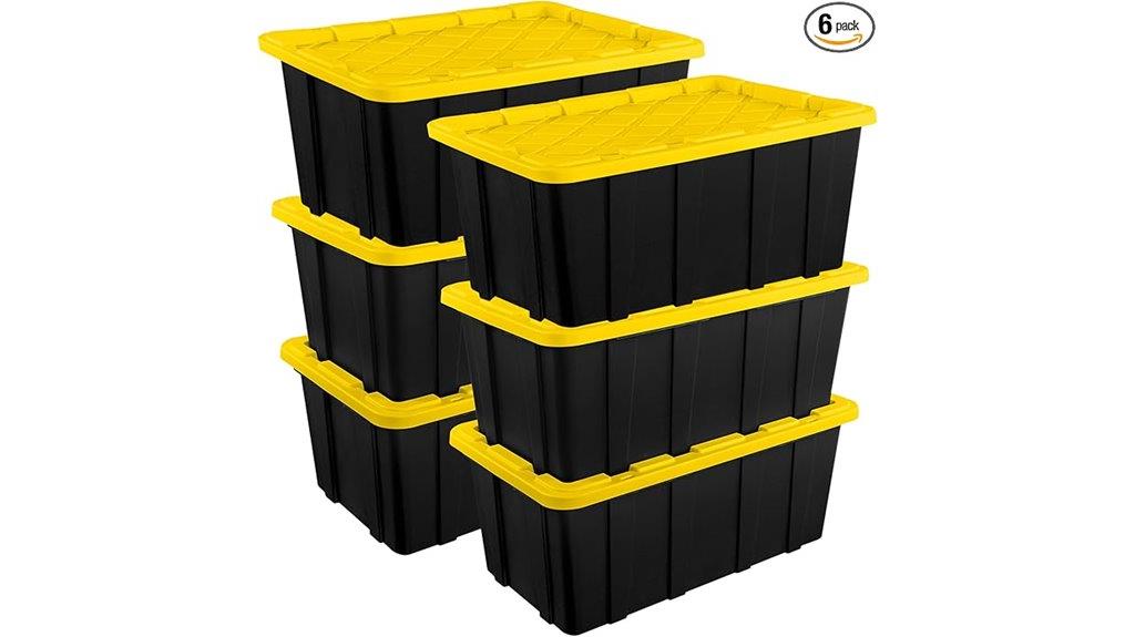 six pack industrial storage totes