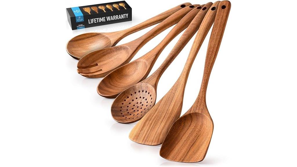 six piece wooden spoon set