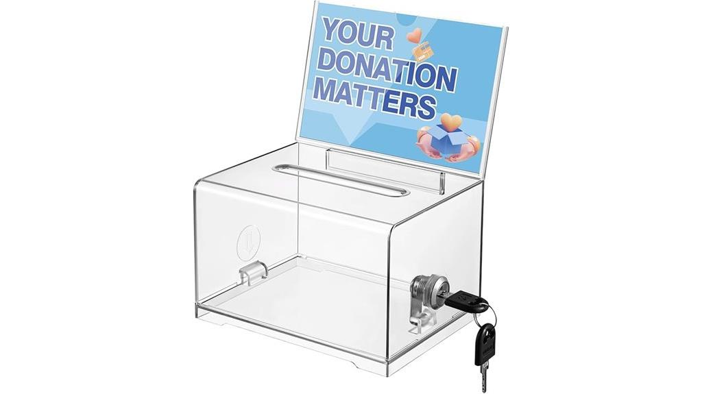transparent locked donation box