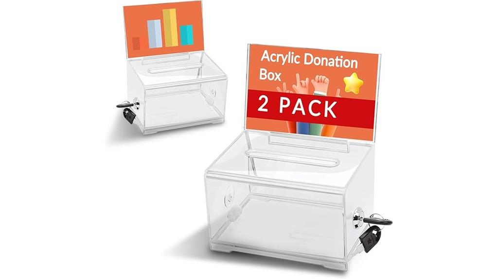 two lockable donation boxes