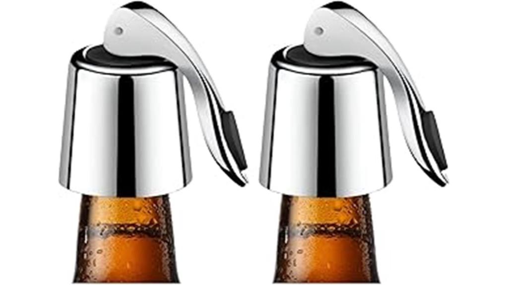 two stainless steel stoppers